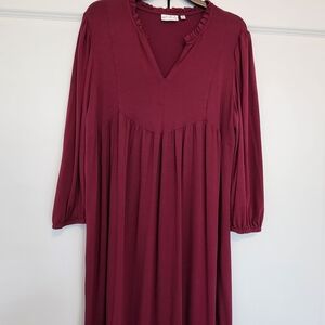 Wonderly Long Sleeve Dress in Rich Burgundy